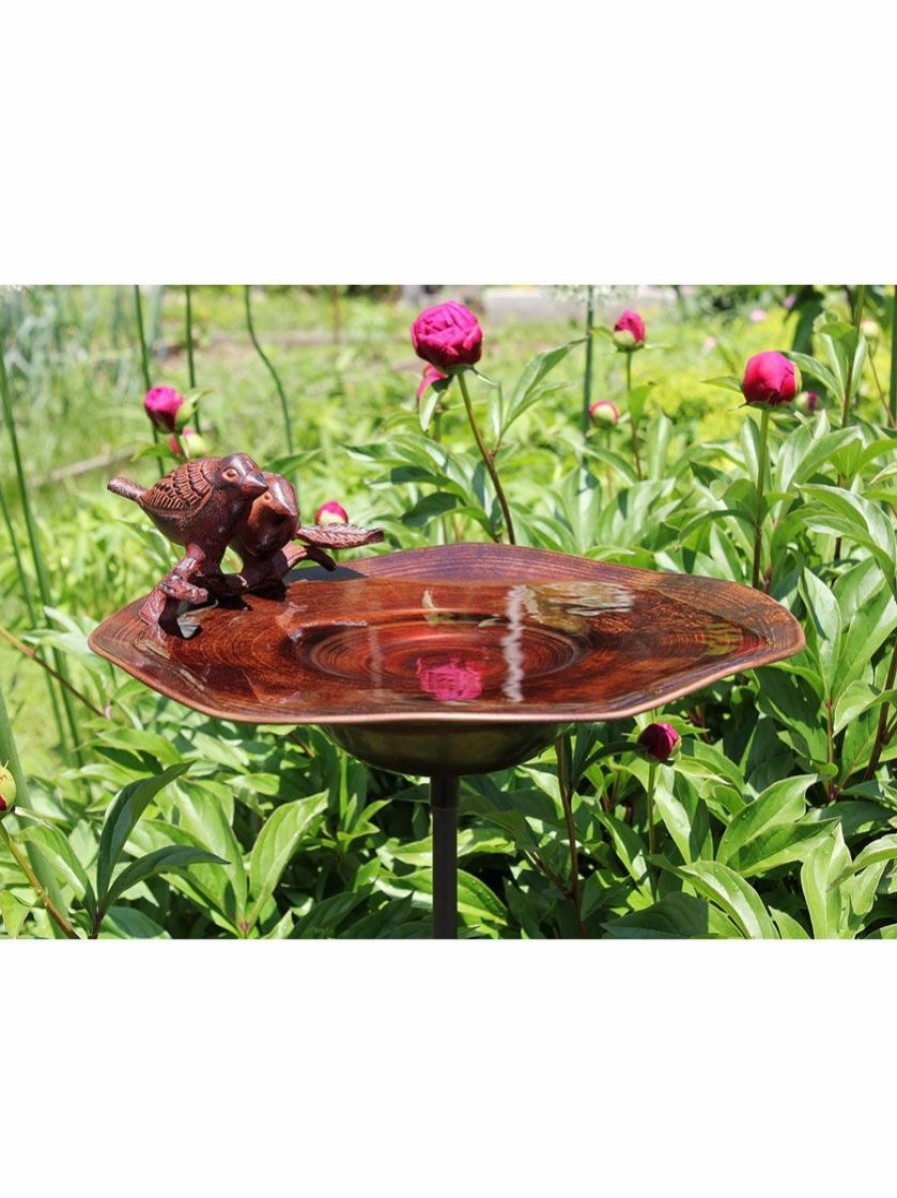 Backyard Habitat * | Gsc Achla Designs Antiqued Birdbath With Birds And Stake