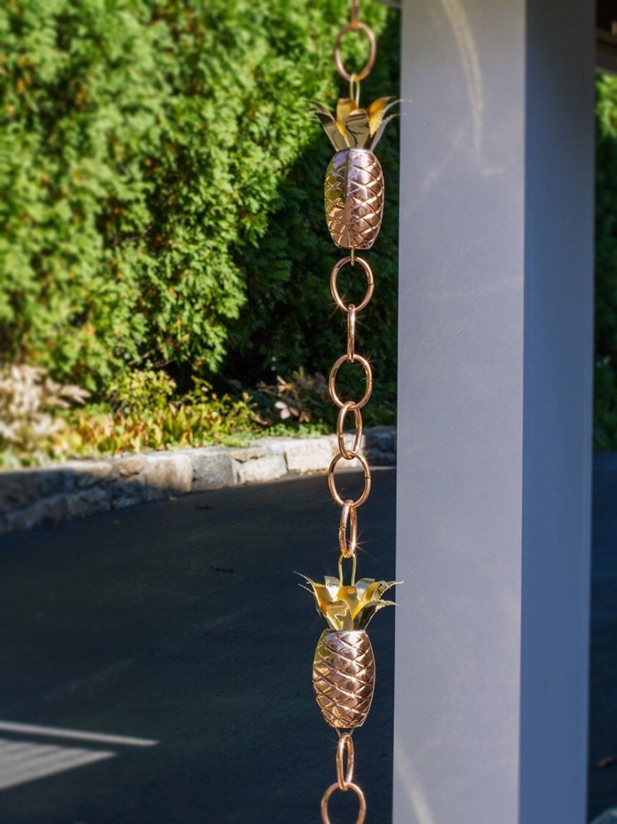 Yard & Garden Decor * | Gsc Pineapple Pure Copper Rain Chain, 8.5