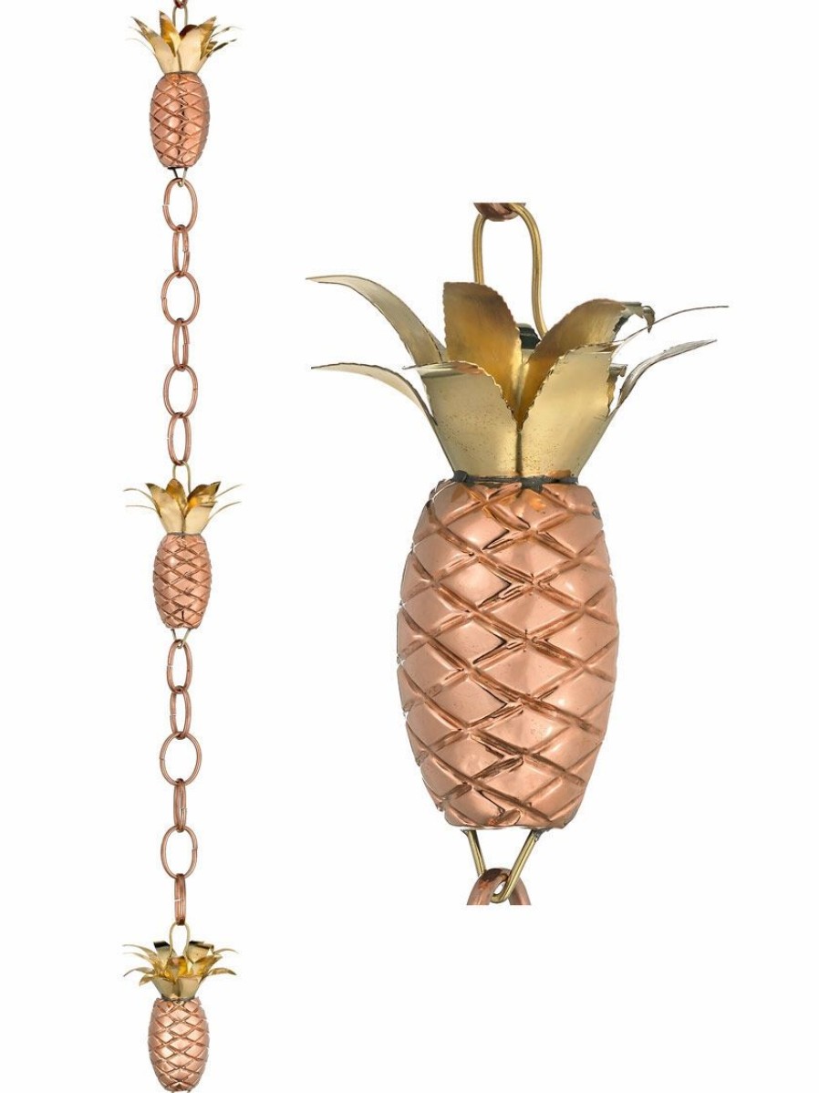 Yard & Garden Decor * | Gsc Pineapple Pure Copper Rain Chain, 8.5