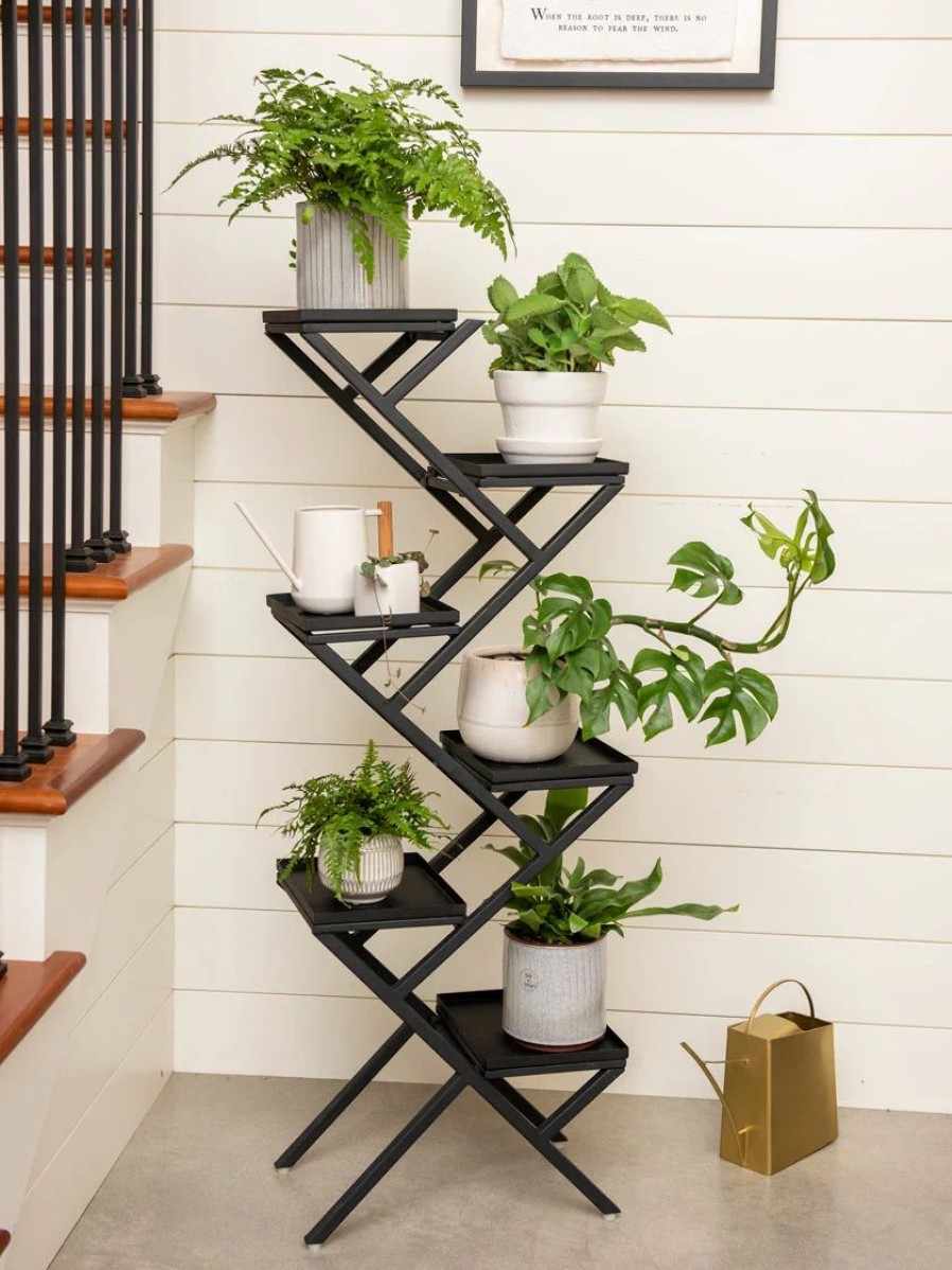 Indoor Garden * | Gsc Crisscross Cascading Plant Stand With Black Trays