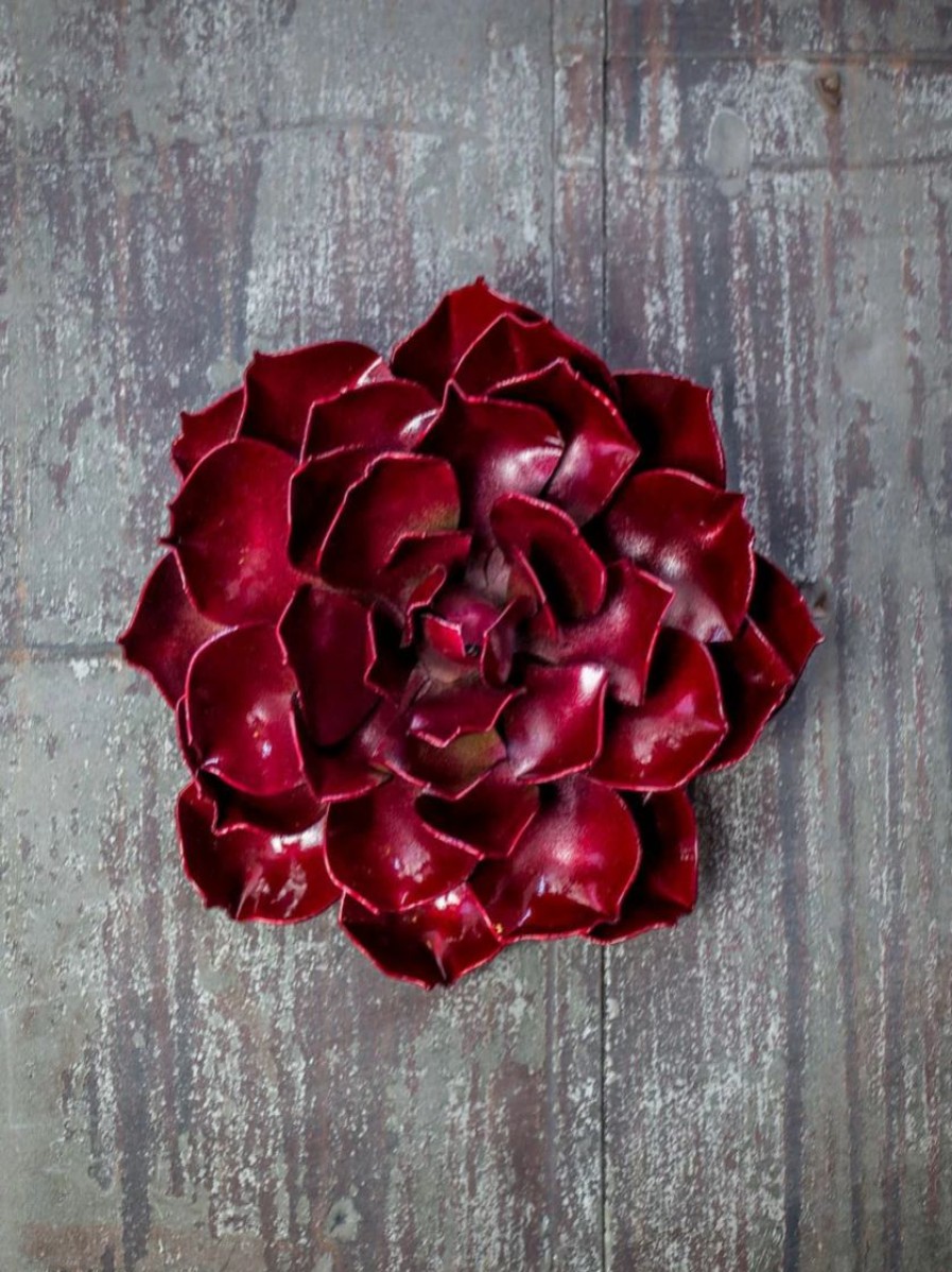 Yard & Garden Decor * | Gsc Desert Steel Ruby Rose Succulent Sculpture, Small