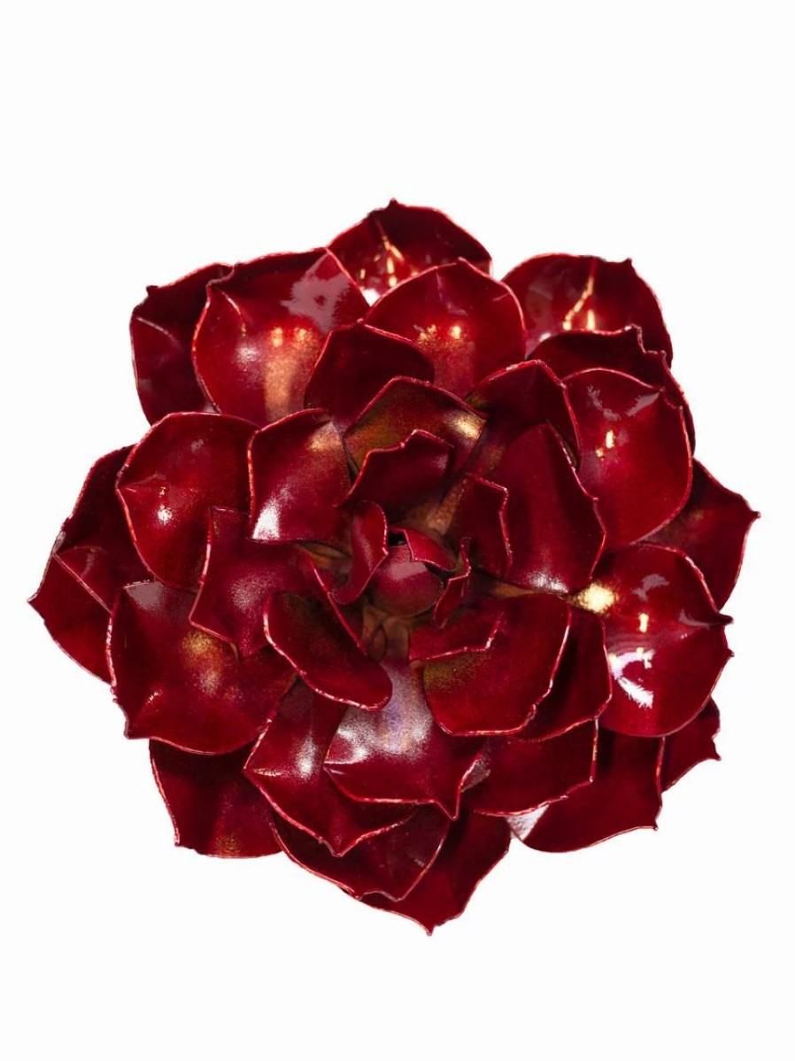 Yard & Garden Decor * | Gsc Desert Steel Ruby Rose Succulent Sculpture, Small