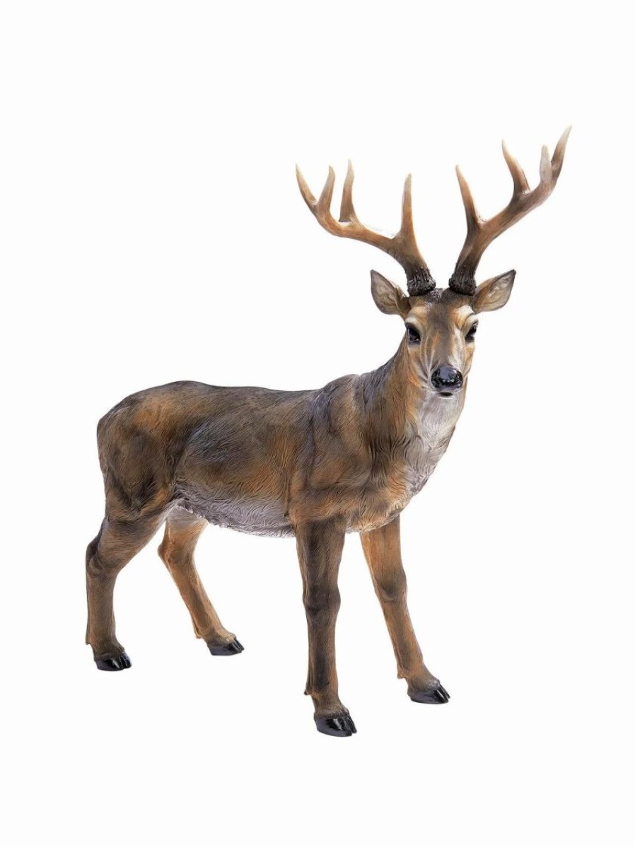 Yard & Garden Decor * | Prp Standing Big Rack Buck Deer Statue