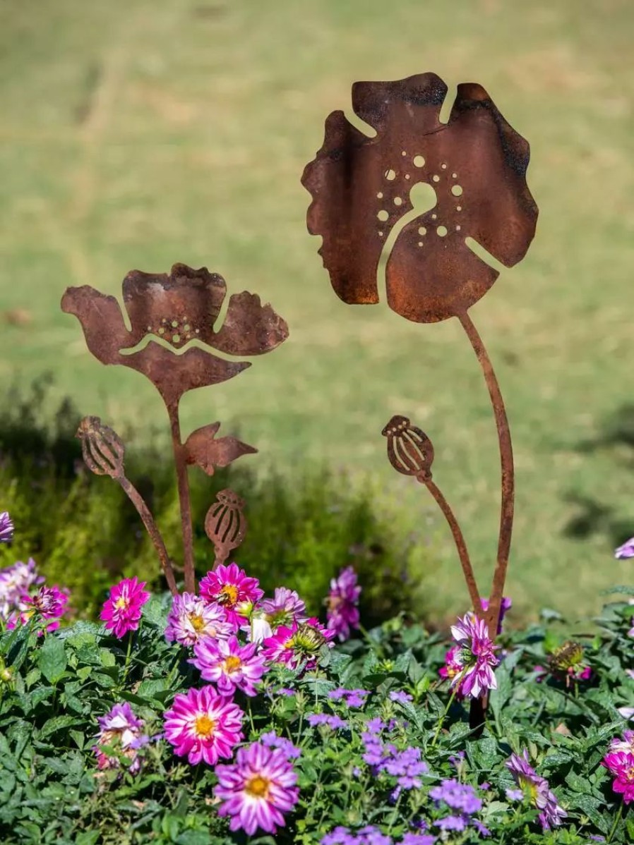 Yard & Garden Decor * | Gsc Poppy Garden Stakes Set Of 2