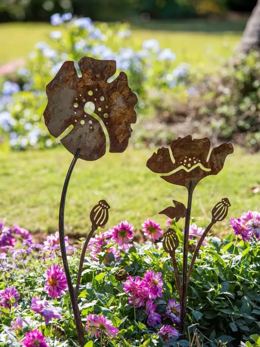 Yard & Garden Decor * | Gsc Poppy Garden Stakes Set Of 2