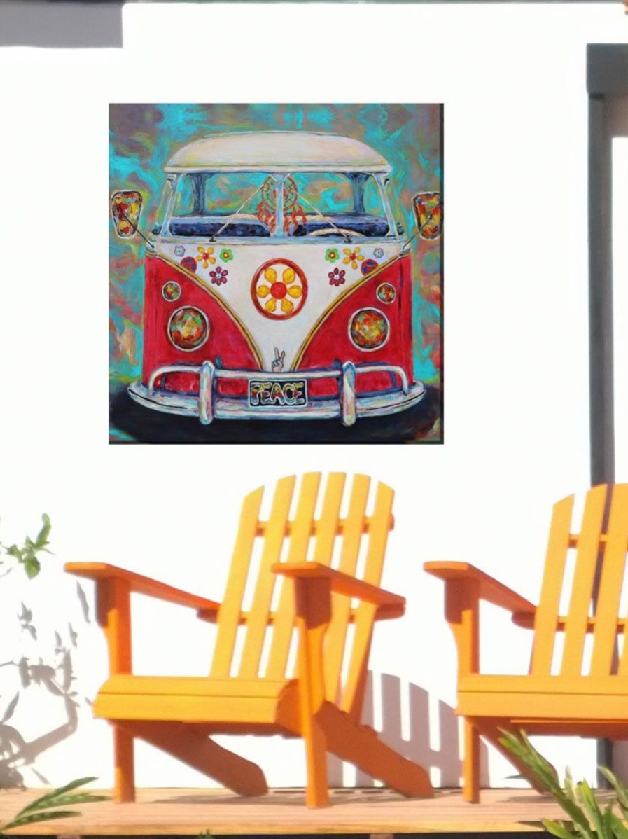 Yard & Garden Decor * | Gsc Hippy Van Outdoor Wall Art,