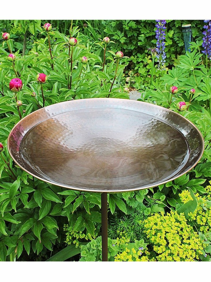 Backyard Habitat * | Gsc Achla Designs Burnt Copper Birdbath With Stake