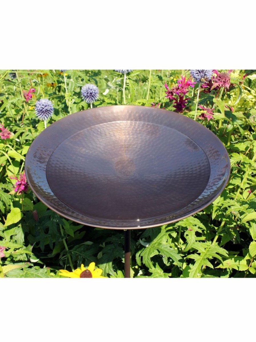 Backyard Habitat * | Gsc Achla Designs Burnt Copper Birdbath With Stake