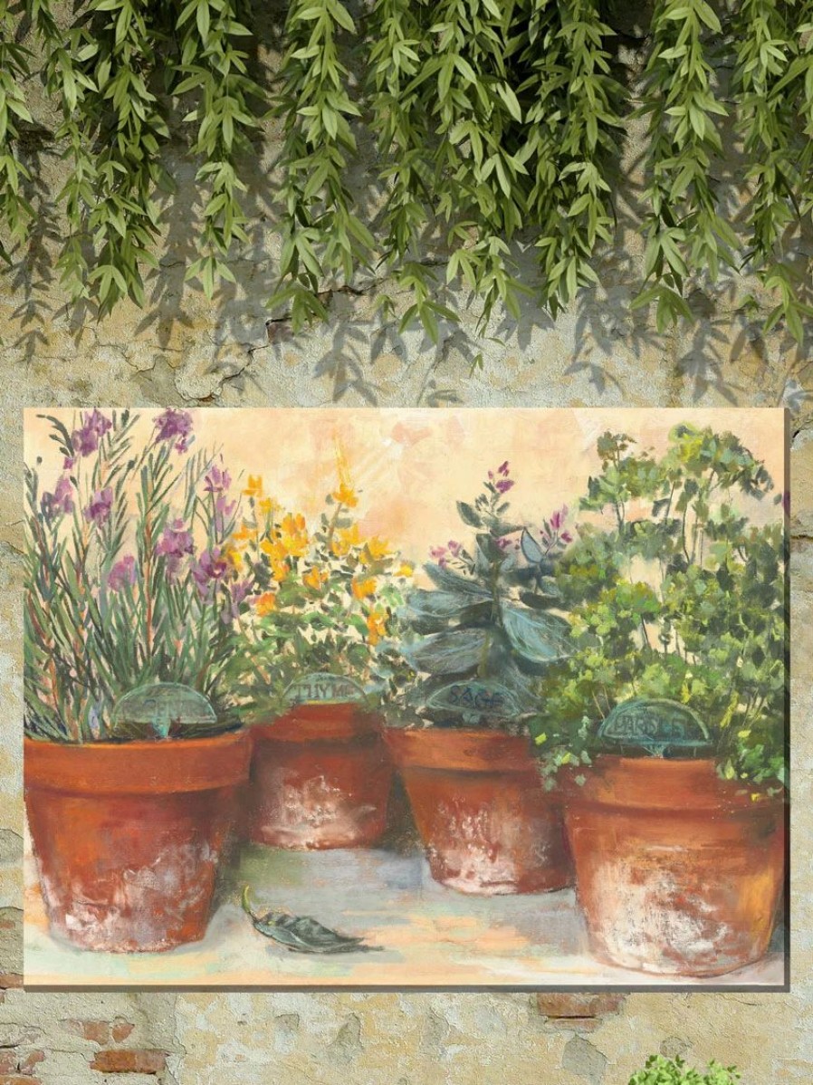 Yard & Garden Decor * | Gsc Herb Pots Outdoor Wall Art