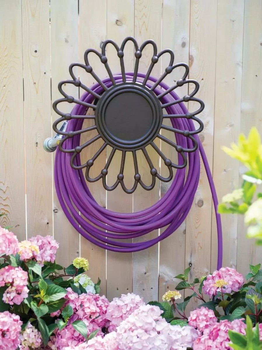 Watering & Irrigation * | Gsc Daisy Wall-Mount Garden Hose Hanger Bronze