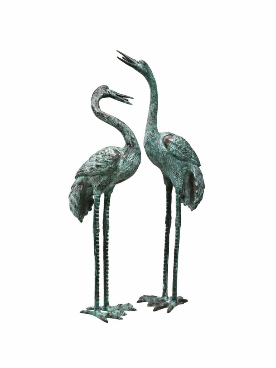 Yard & Garden Decor * | Gsc Bronze Crane Statues, Large