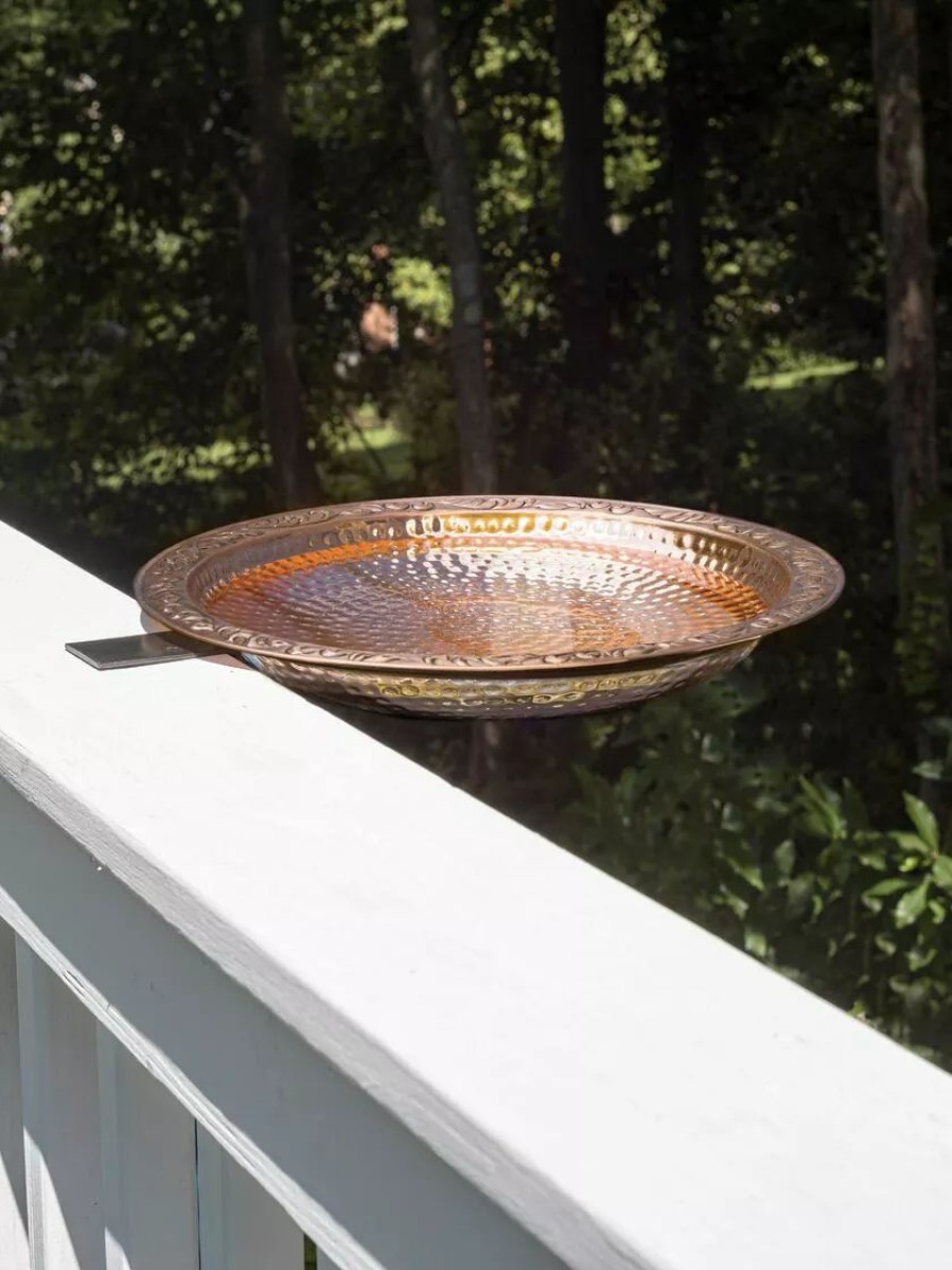 Backyard Habitat * | Gsc Pure Copper Bird Bath Deck Mount