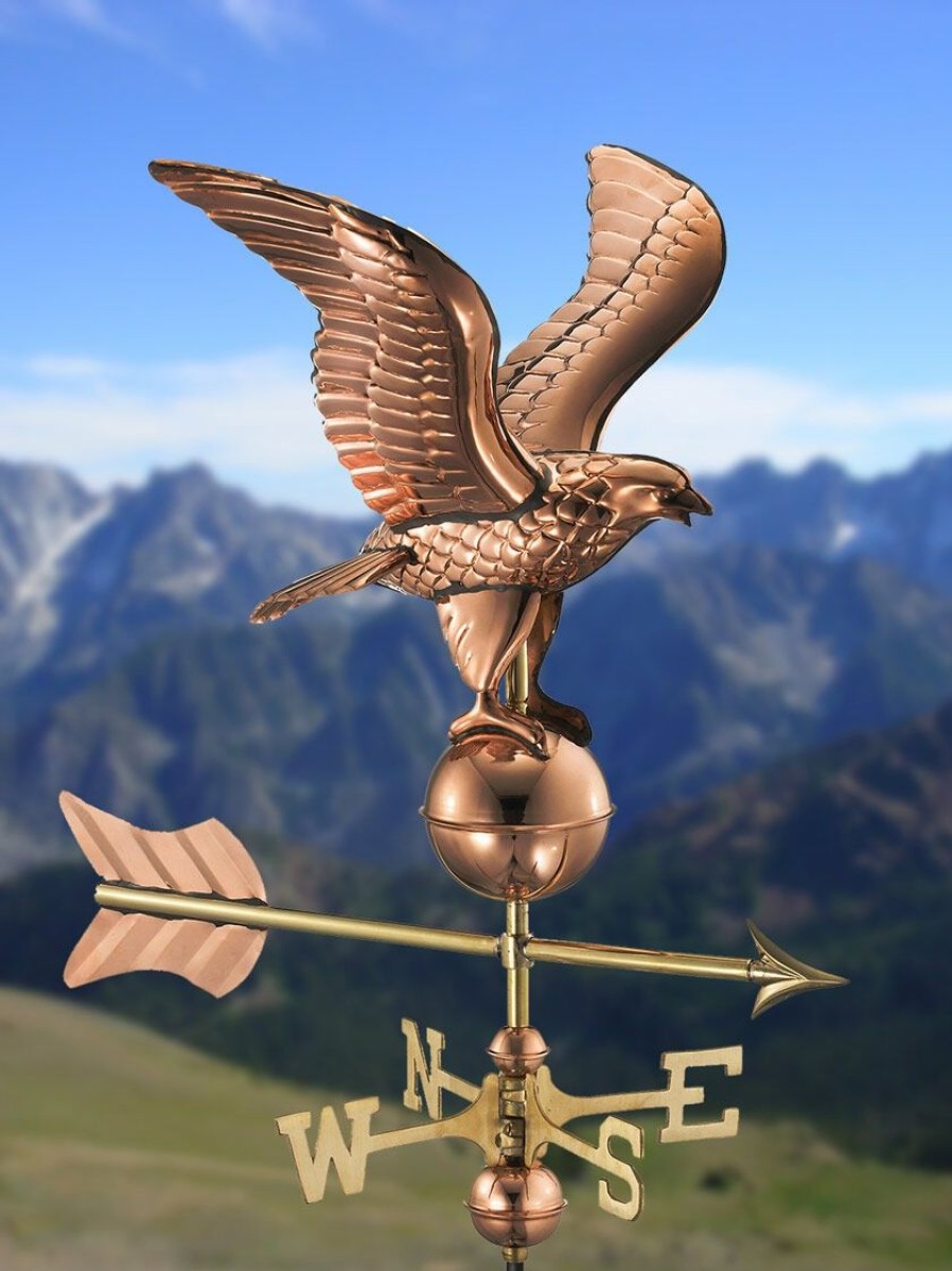 Yard & Garden Decor * | Gsc Eagle Cottage Copper Weathervane With Roof Mount