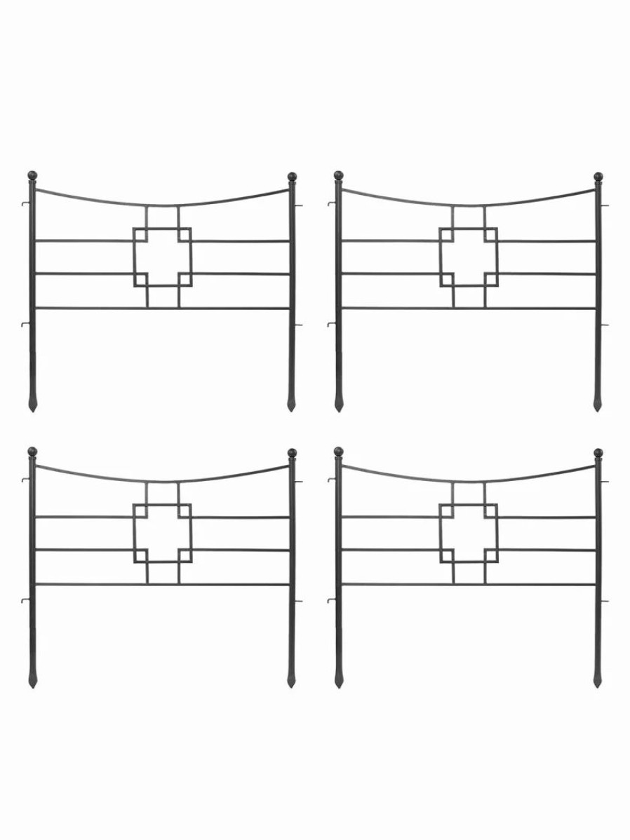 Yard & Garden Decor * | Gsc Achla Designs Square-On-Squares Fence Sections, Set Of 4