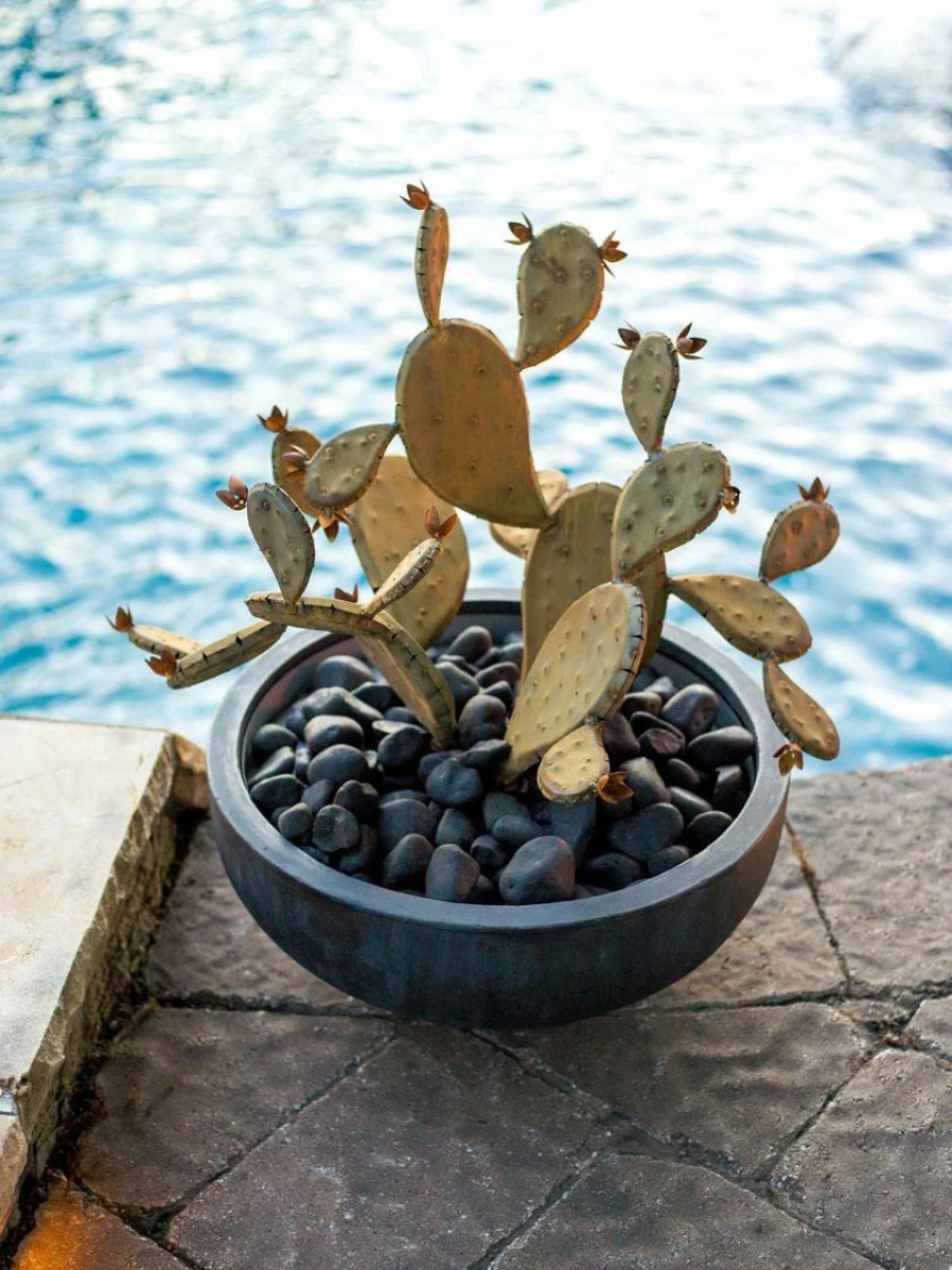 Yard & Garden Decor * | Gsc Desert Steel Prickly Pear Cactus Sculpture, Redondo