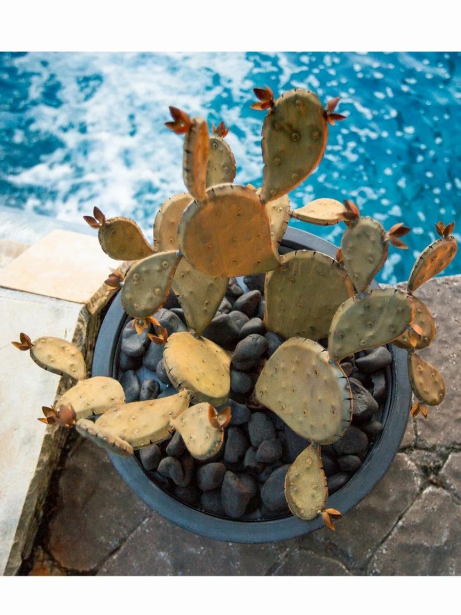 Yard & Garden Decor * | Gsc Desert Steel Prickly Pear Cactus Sculpture, Redondo