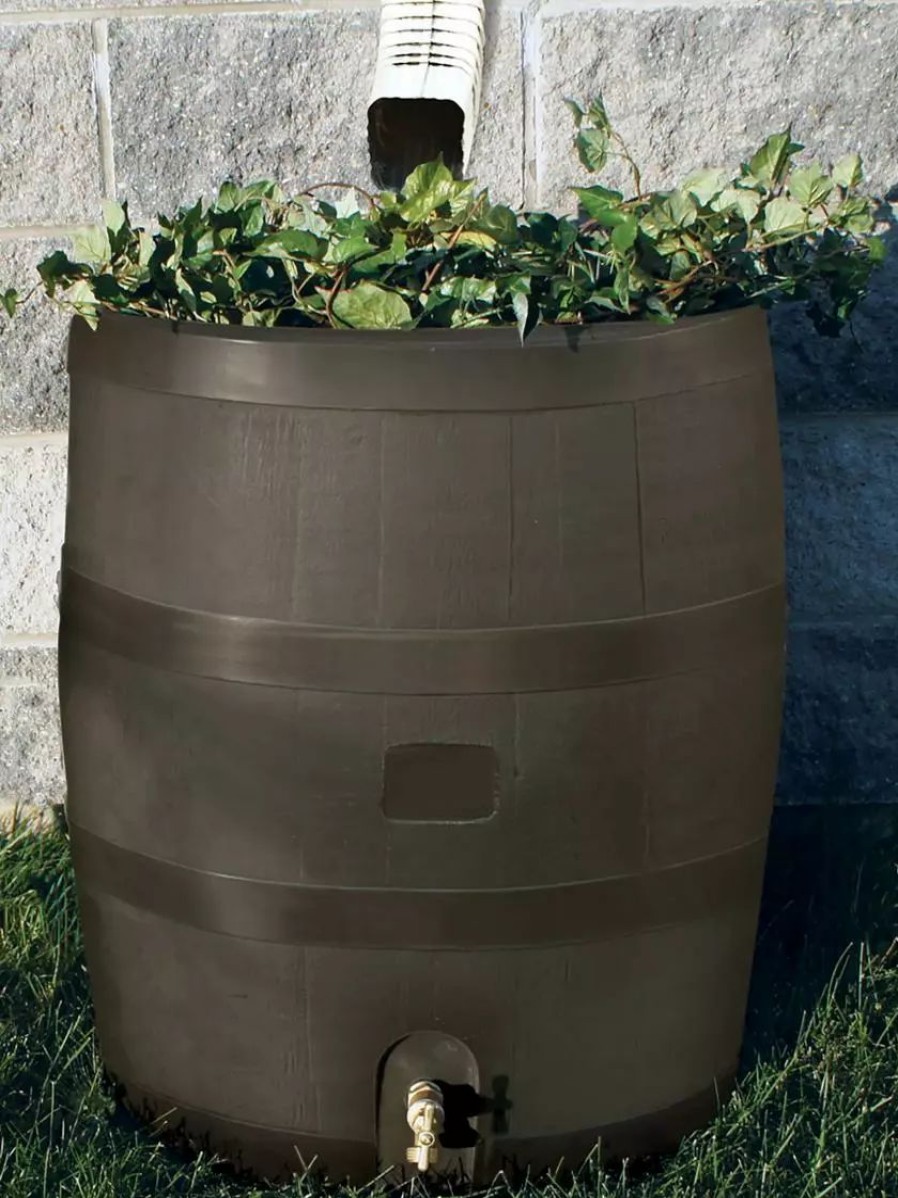 Watering & Irrigation * | Gsc Round Rain Barrel With Planter, 35 Gallons