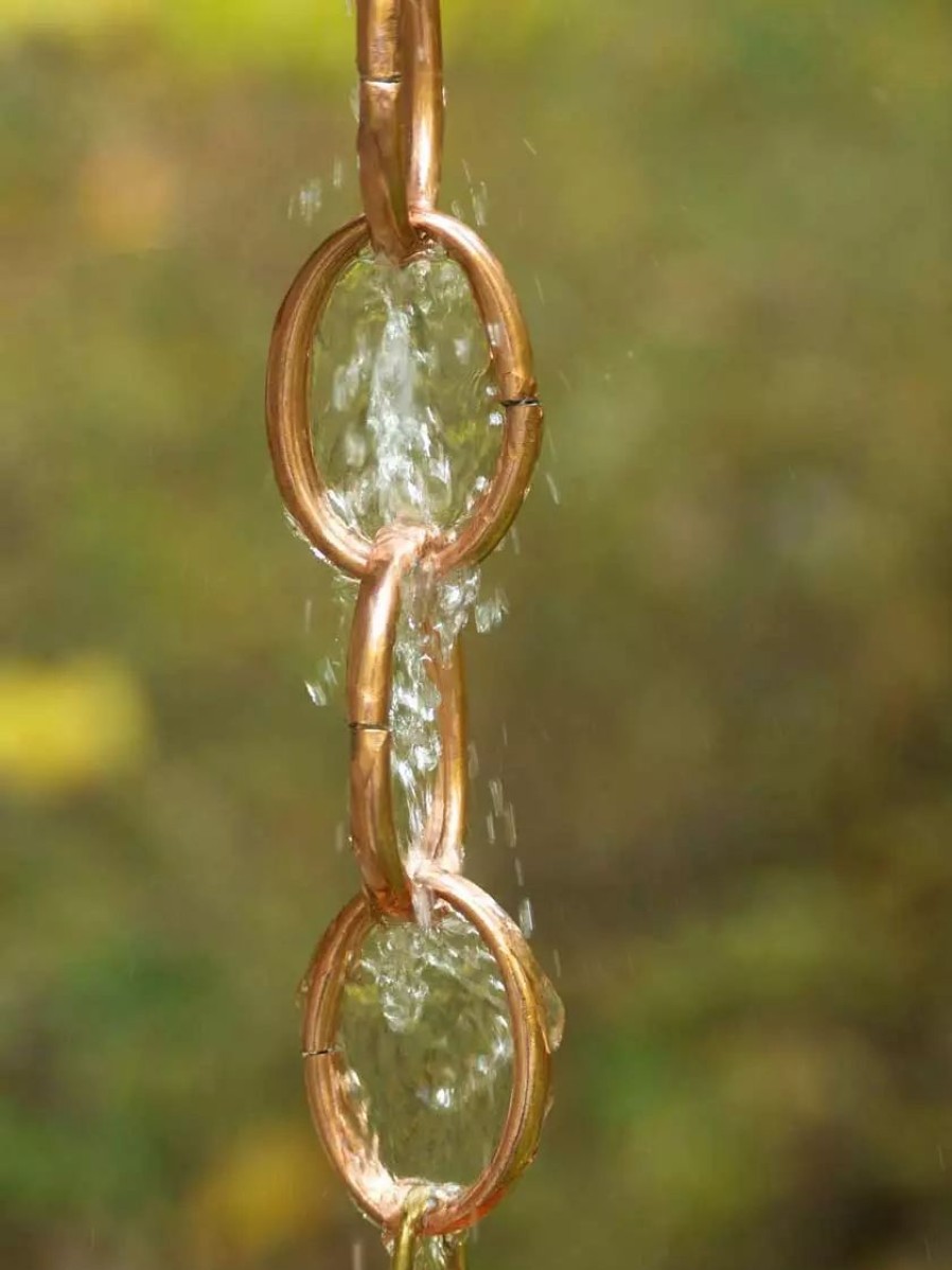 Yard & Garden Decor * | Gsc Single Link Pure Copper Rain Chain, 8.5