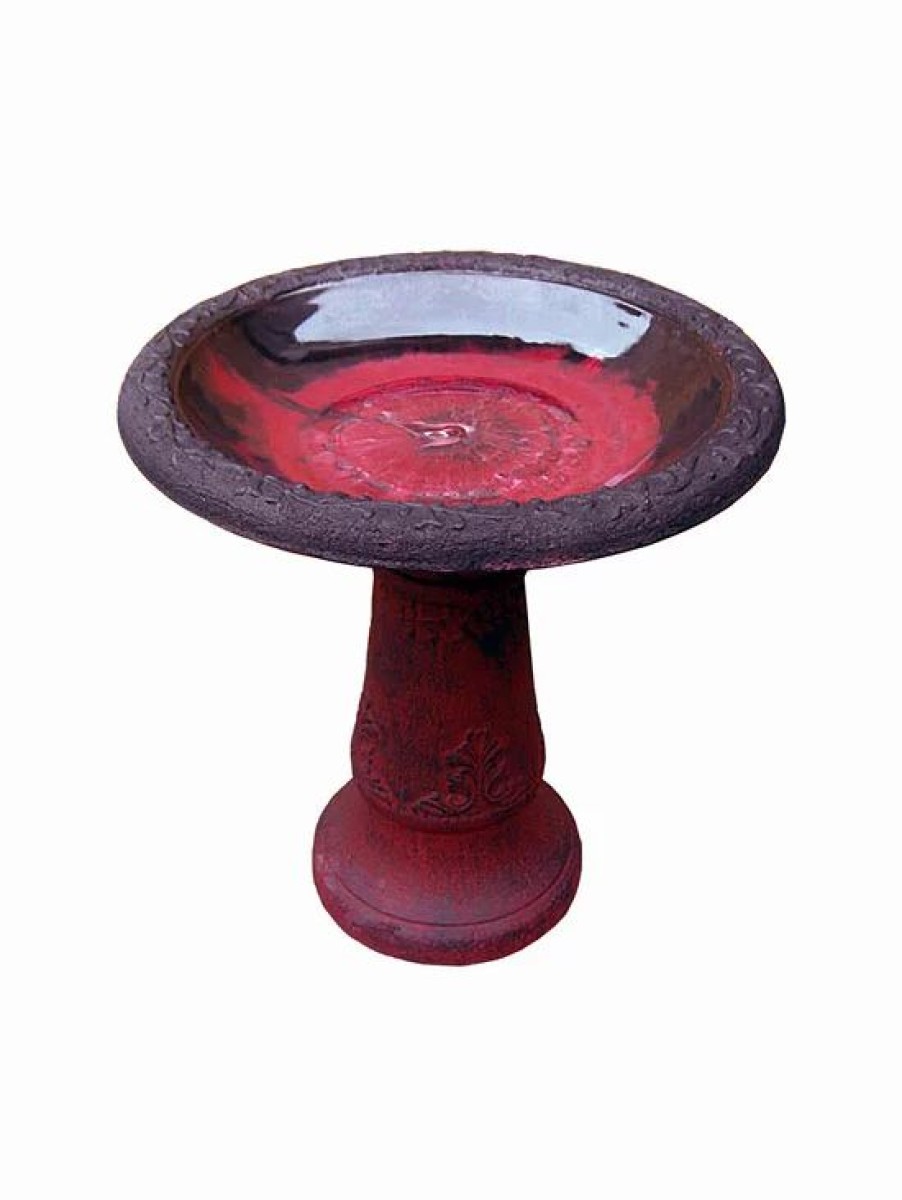 Backyard Habitat * | Gsc Exaco Enduro Clay Scroll Vine Birdbath