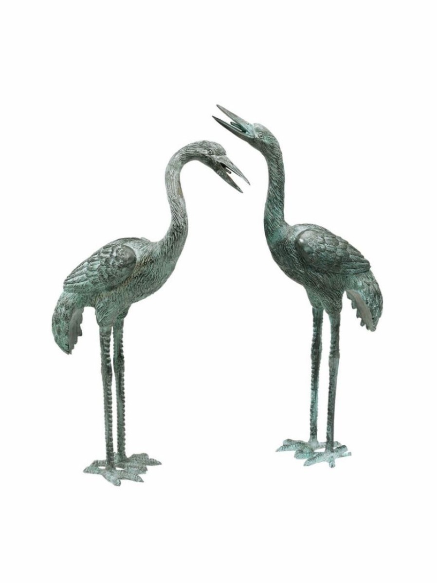 Yard & Garden Decor * | Gsc Bronze Crane Statues, Small