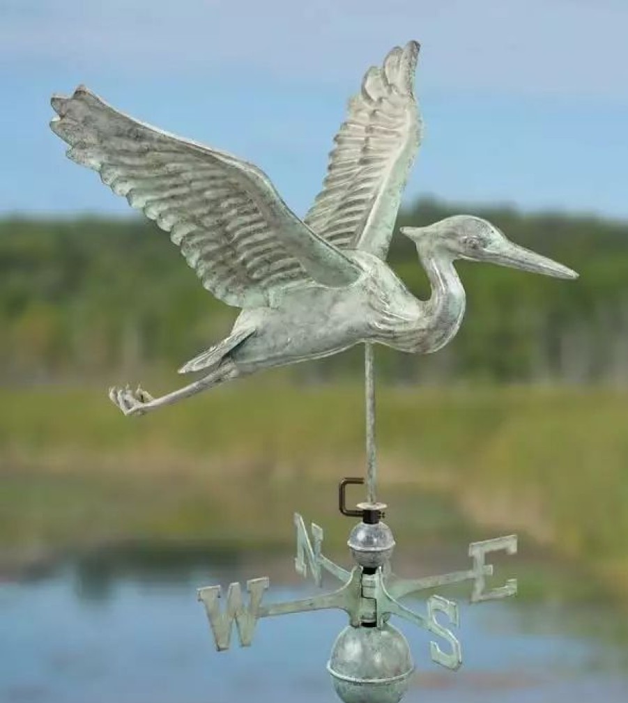 Yard & Garden Decor * | Gsc Verde Copper Heron Weathervane, Standard Size