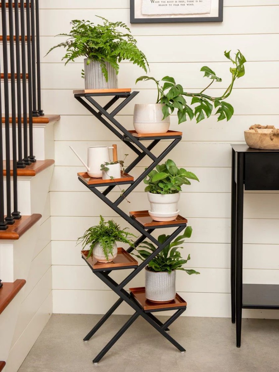 Indoor Garden * | Gsc Crisscross Cascading Plant Stand With Copper Trays