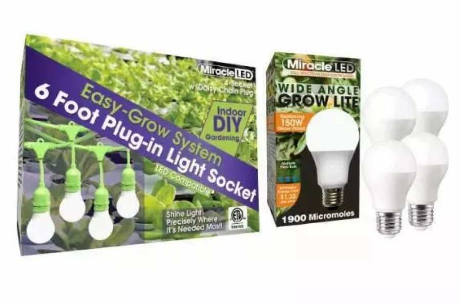 Indoor Garden * | Gsc Miracle Led Corded 4-Socket Grow Light Kit With Bulbs,