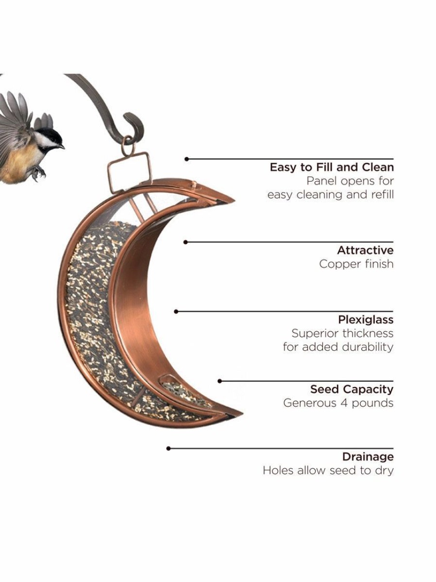 Backyard Habitat * | Gsc Crescent Moon Bird Feeder With Copper Finish