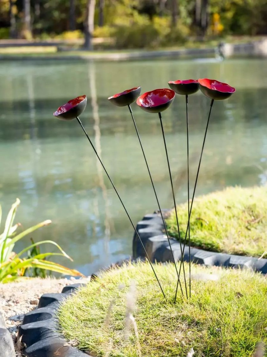 Yard & Garden Decor * | Gsc Red Poppy Sways, Set Of 5