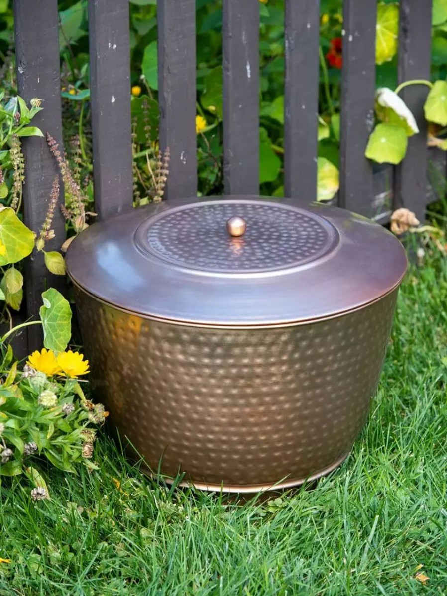 Watering & Irrigation * | Gsc Hammered Copper Hose Pot With Lid