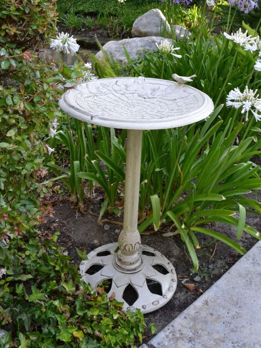 Backyard Habitat * | Gsc Twin Bird Floral Motif Birdbath