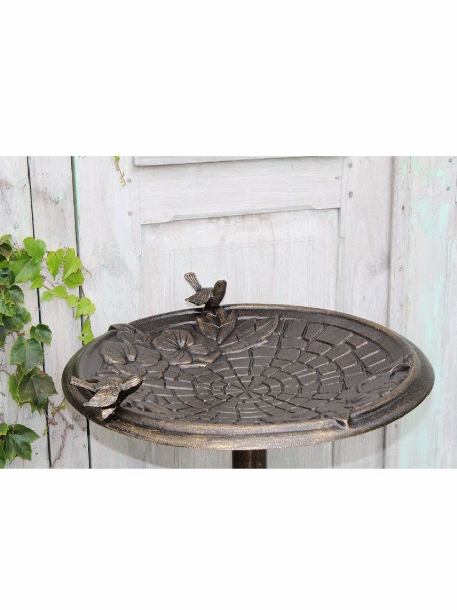 Backyard Habitat * | Gsc Twin Bird Floral Motif Birdbath