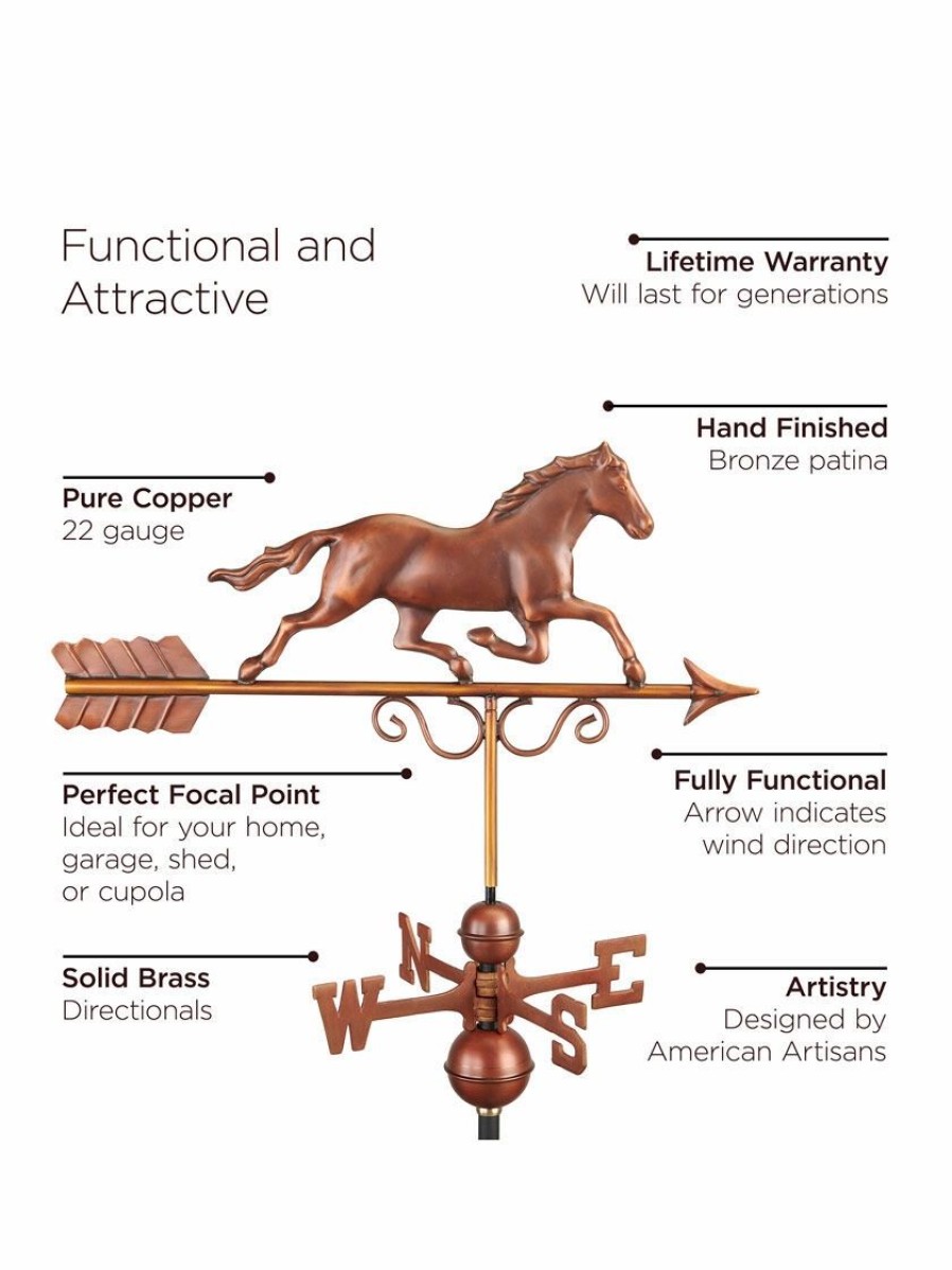 Yard & Garden Decor * | Gsc Galloping Horse Weathervane