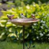 Backyard Habitat * | Gsc Pure Copper Bird Bath With Two Copper Birds And Tree Multipronged Garden Pole