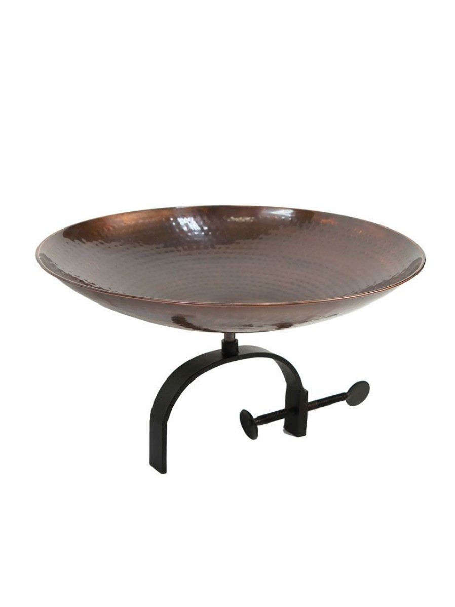 Backyard Habitat * | Gsc Achla Designs Burnt Copper Birdbath With Over-The-Rail Bracket