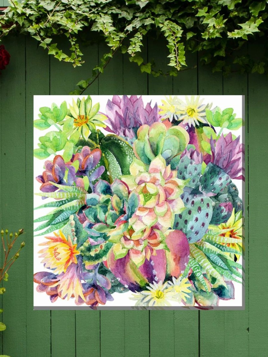 Yard & Garden Decor * | Gsc Succulent Blooms Outdoor Wall Art