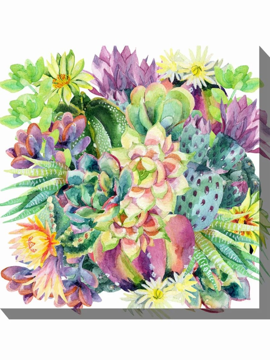 Yard & Garden Decor * | Gsc Succulent Blooms Outdoor Wall Art