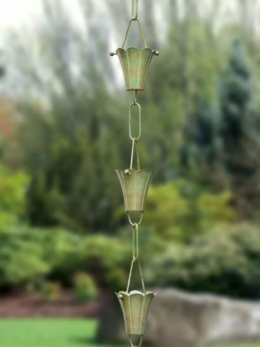 Yard & Garden Decor * | Gsc Fluted Flower Pure Rain Chain, 8.5